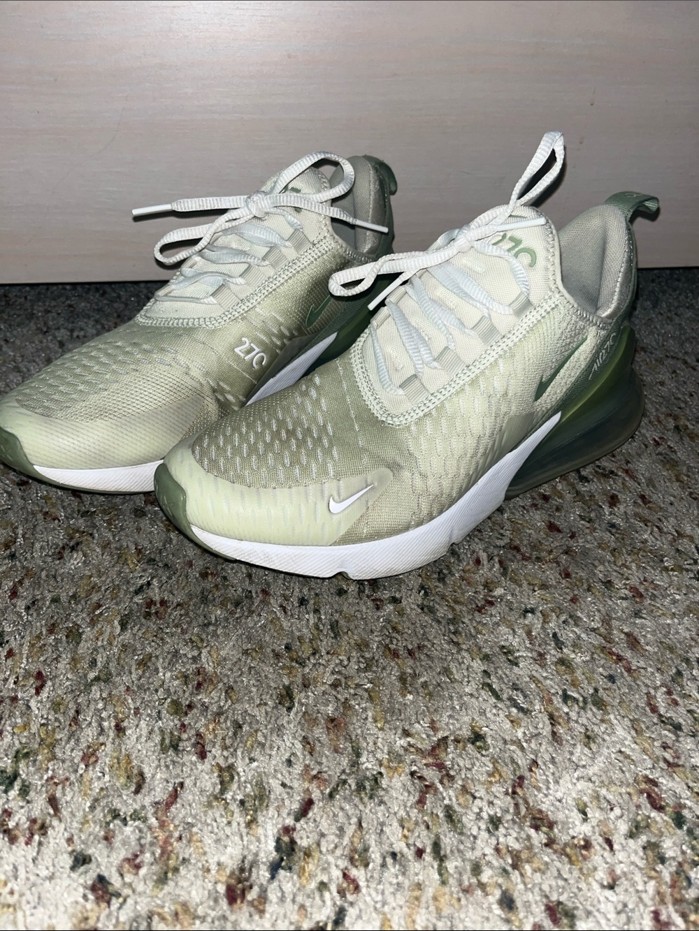 Nike Air Max 270 Pale Green and White Athletic Shoes